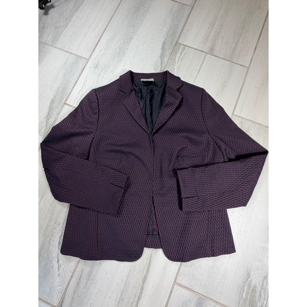 Akris Punto Textured Honeycomb Blazer Plum Burgundy US 16 Single Button Jacket
